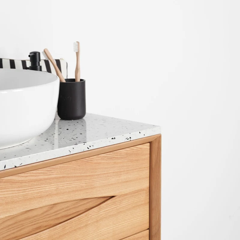 Conjunto de muebles de baño escandinavo Bill Oak - Alexis II - Aspecto terrazo - 80 cm