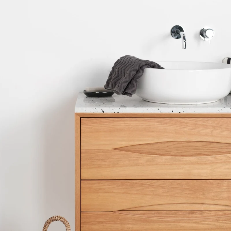 Conjunto de muebles de baño escandinavo Bill Oak - Alexis II - Aspecto terrazo - 80 cm