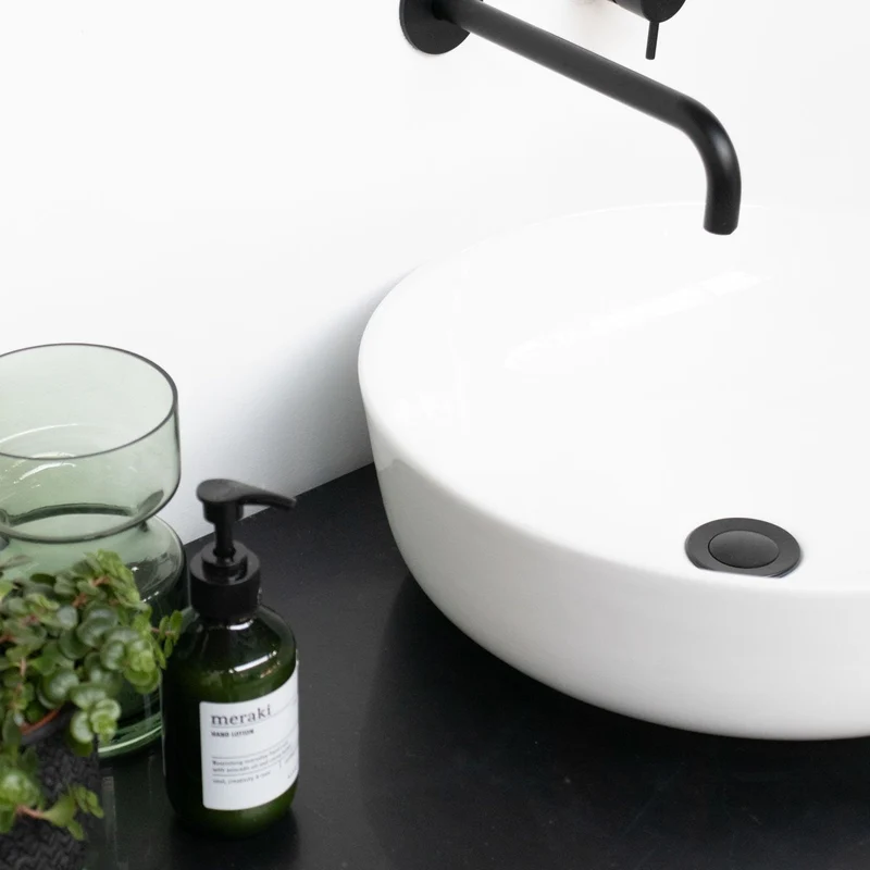 Mobiliario de baño Mármol Negro Ann - Mueble nogal - Lavabo de porcelana Alexis II