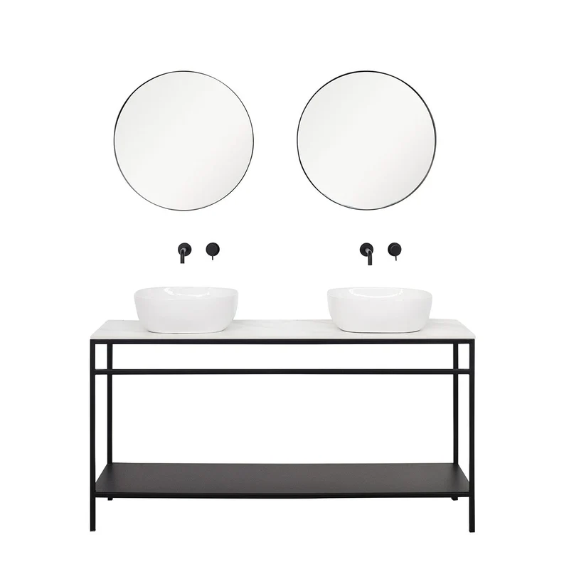 Mueble de baño industrial - Jules - Cerámica blanca - Alexis 5 - (150 cm)
