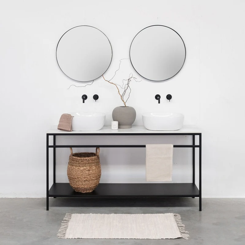 Mueble de baño industrial - Jules - Cerámica blanca - Alexis 5 - (150 cm)
