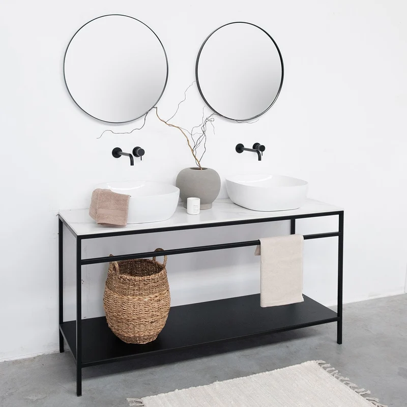 Mueble de baño industrial - Jules - Cerámica blanca - Alexis 5 - (150 cm)