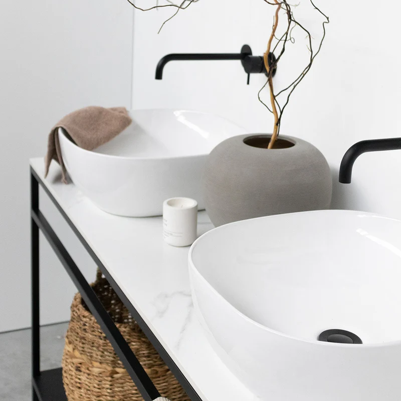Mueble de baño industrial - Jules - Cerámica blanca - Alexis 5 - (150 cm)