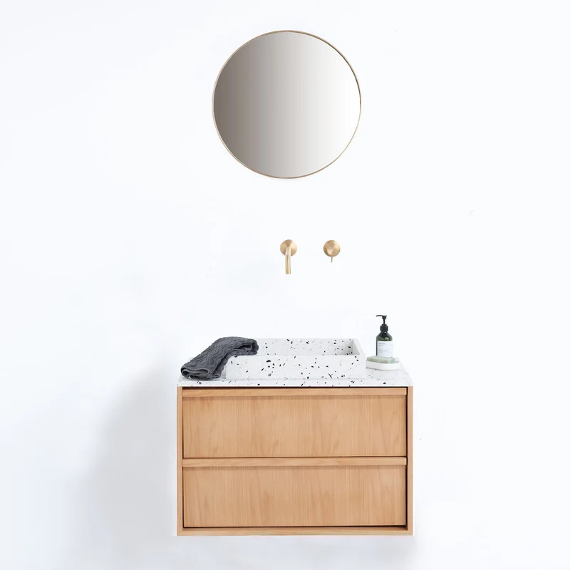 Mueble de baño Fien Roble - Terrazo Blanco - 80 cm