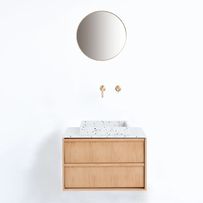 Mueble de baño Fien Roble - Terrazo Blanco - 80 cm