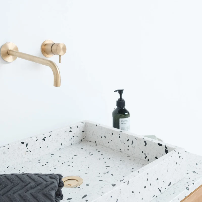 Mueble de baño Fien Roble - Terrazo Blanco - 80 cm