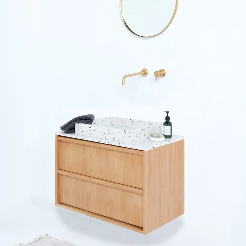 Mueble de baño Fien Roble - Terrazo Blanco - 80 cm