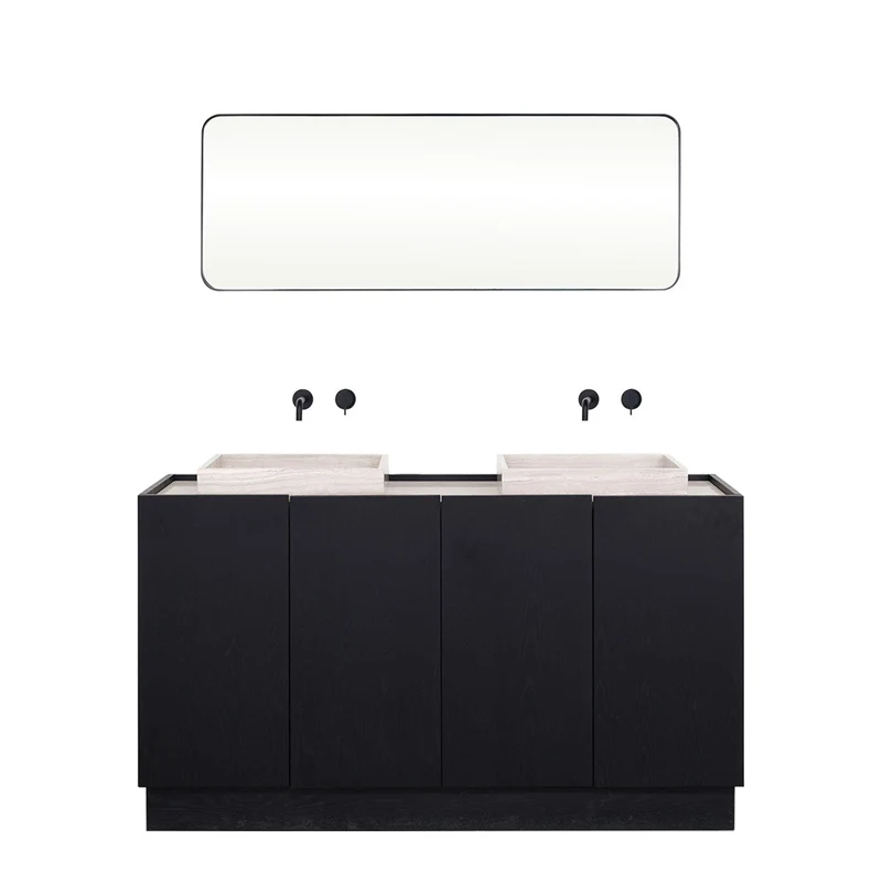 Mobiliario de baño - Mármol negro - Lavabo George Beige - (154cm) - Felix