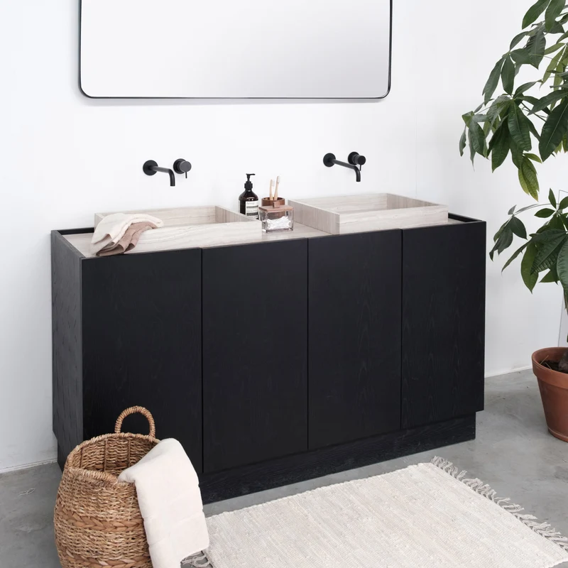 Mobiliario de baño - Mármol negro - Lavabo George Beige - (154cm) - Felix