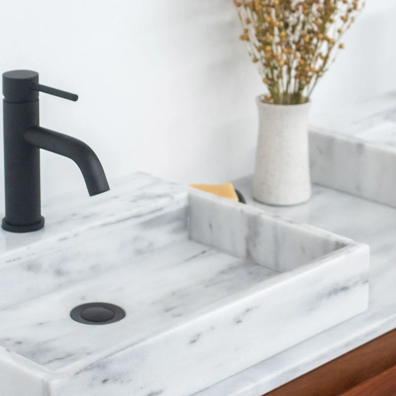 Mobiliario de baño - Mármol blanco - Lavabo George II - Nogal - (150 cm) - ANN