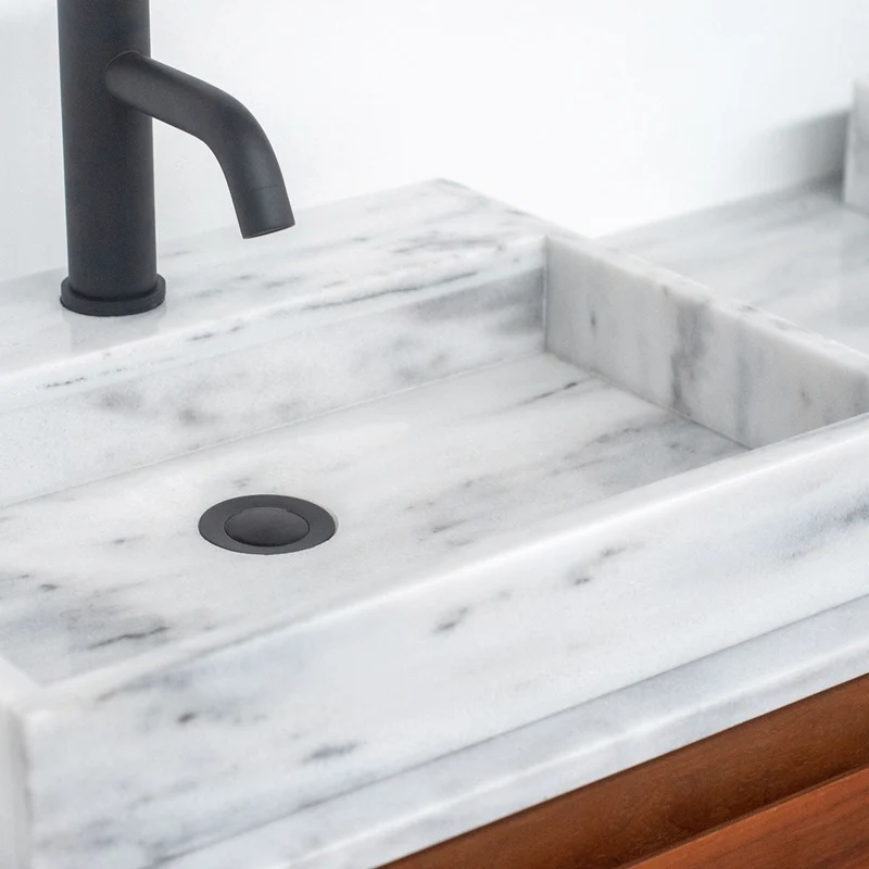 Mobiliario de baño - Mármol blanco - Lavabo George II - Nogal - (150 cm) - ANN