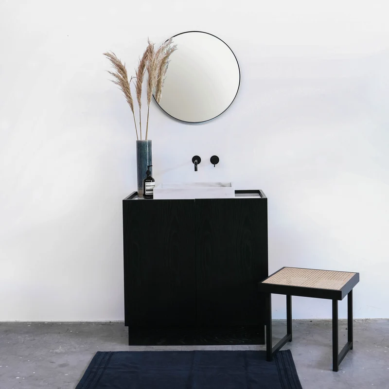 Mueble de baño - Lavabo Mármol Blanco - Roble Negro - (84 cm) - Felix