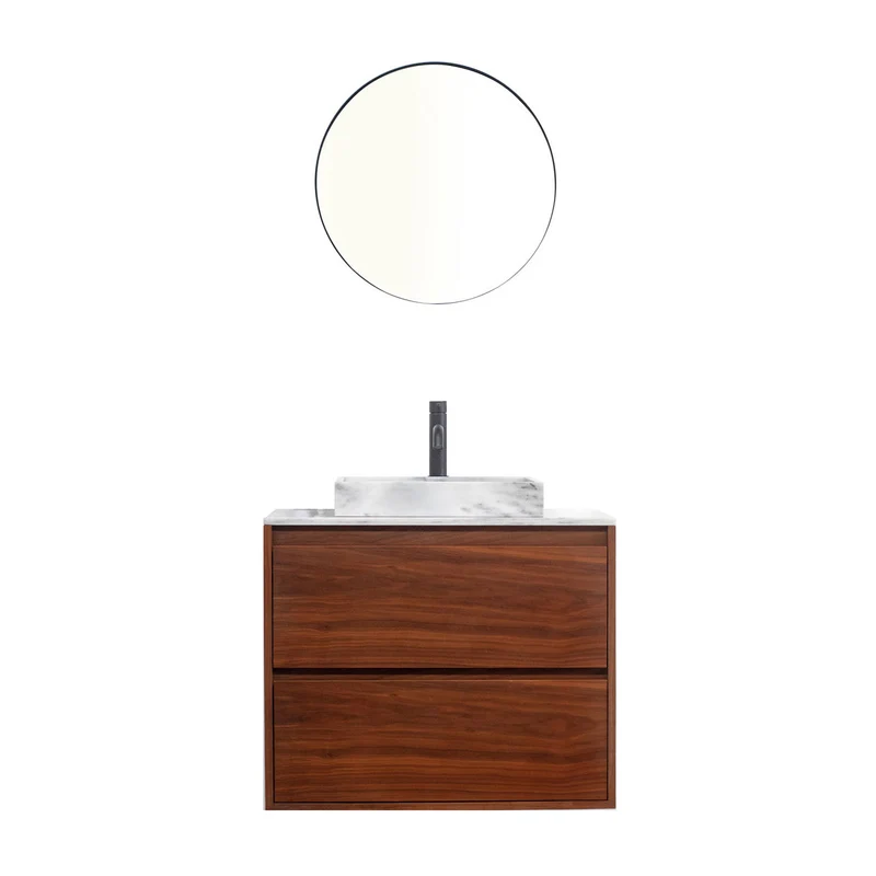Mueble de baño nogal - Lavabo White Marble - George II - (80 cm) - ANN