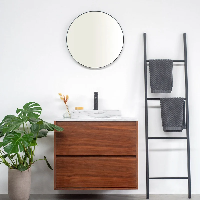 Mueble de baño nogal - Lavabo White Marble - George II - (80 cm) - ANN