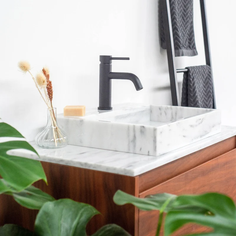Mueble de baño nogal - Lavabo White Marble - George II - (80 cm) - ANN