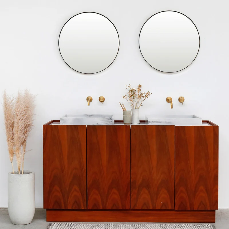 Mobiliario de baño - Lavabo Mármol Blanco - George I - Nogal - (154cm) - FELIX