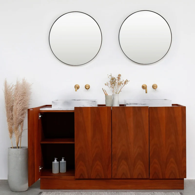 Mobiliario de baño - Lavabo Mármol Blanco - George I - Nogal - (154cm) - FELIX