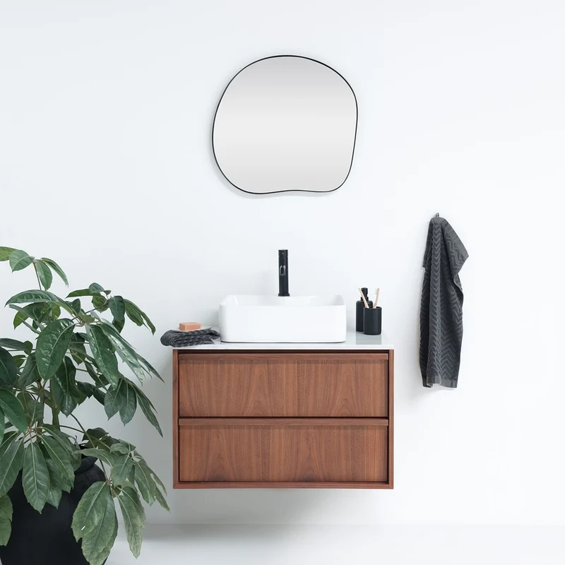Mueble de baño Fien - Nogal - Alexis - Losa de mármol - 80 cm