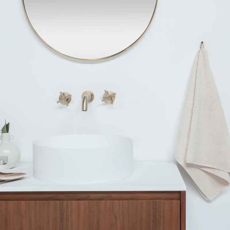 Mueble de baño Ann corto - Nogal - Lavabo Sims - Placa superior Arcly