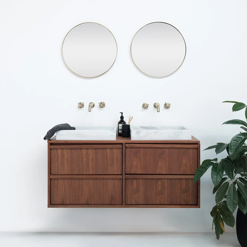 Mueble de baño de mármol Fien Nogal - 120 cm