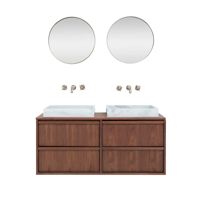 Mueble de baño de mármol Fien Nogal - 120 cm