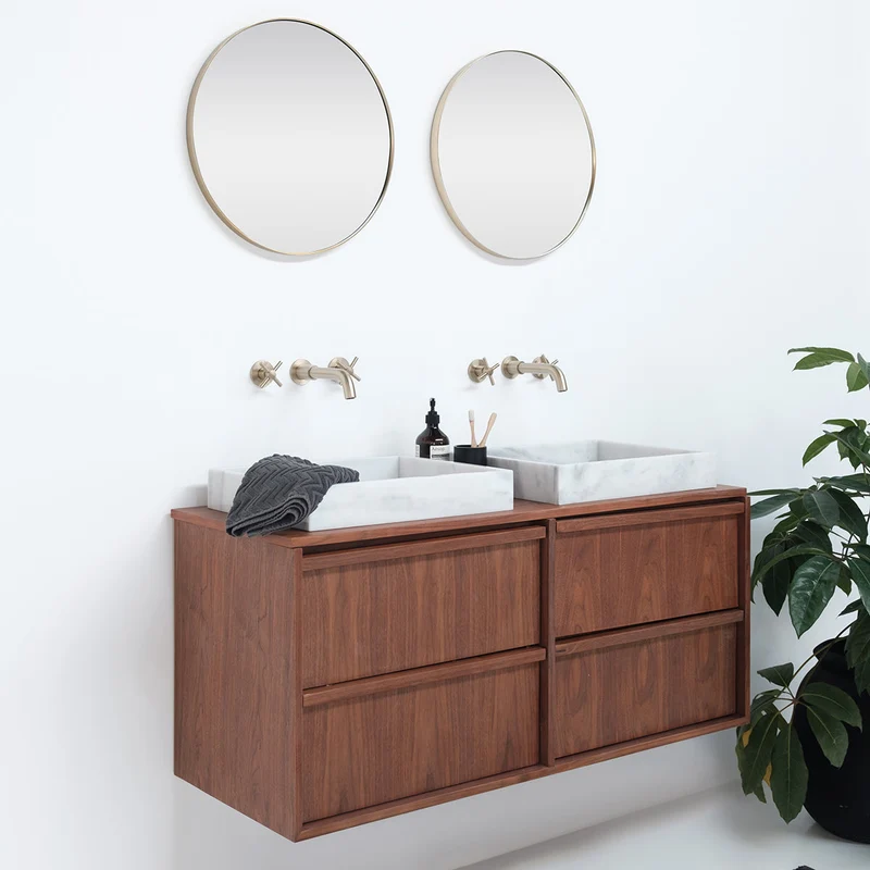 Mueble de baño de mármol Fien Nogal - 120 cm