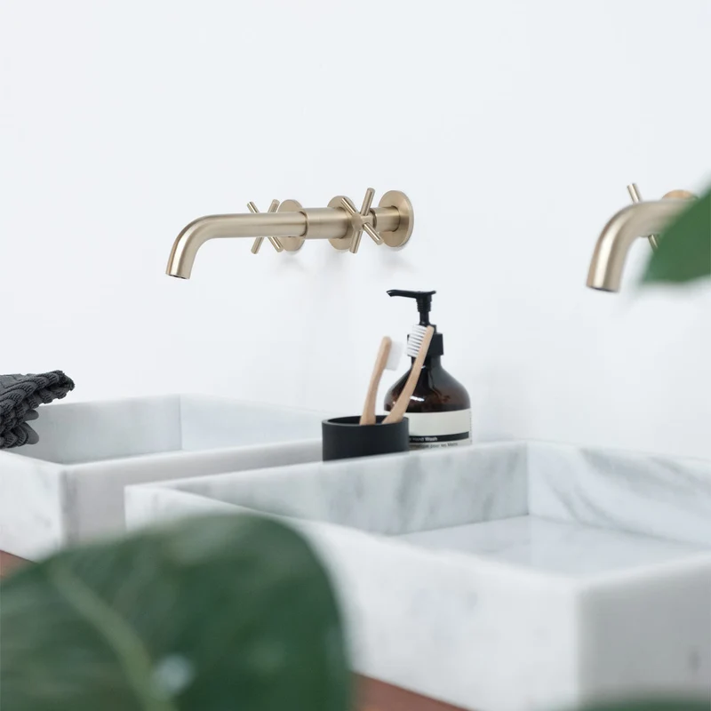 Mueble de baño de mármol Fien Nogal - 120 cm