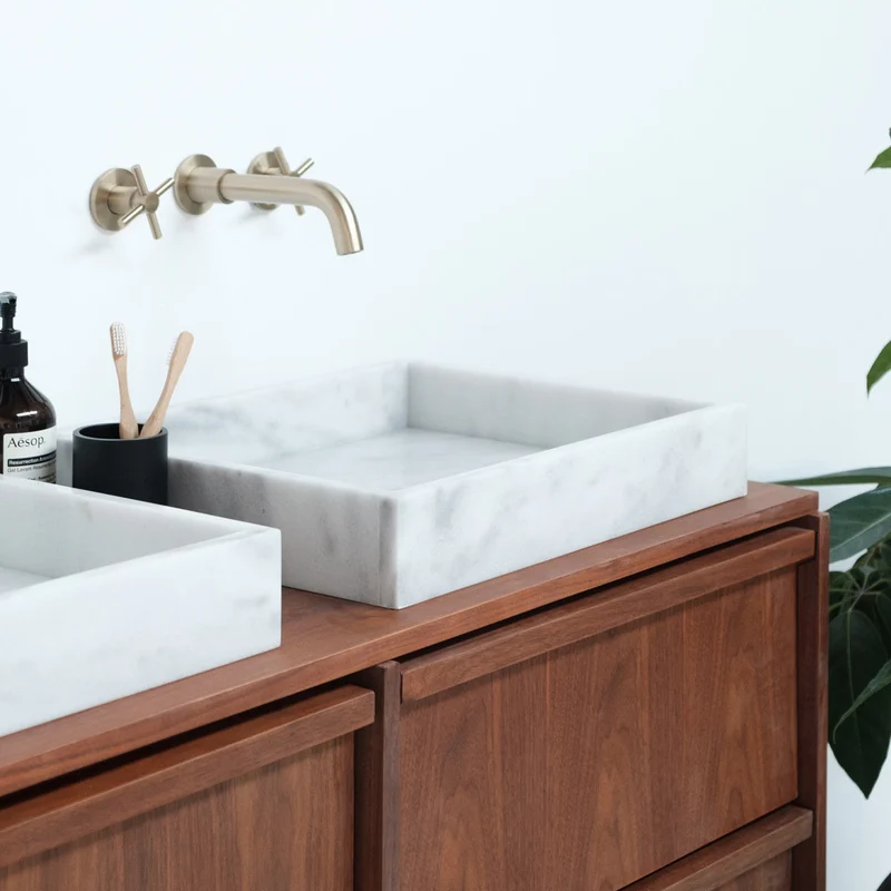 Mueble de baño de mármol Fien Nogal - 120 cm