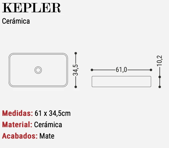 Lavabo Sobreencimera Kepler Negro Mate 61cm - Cerámica - Maderó Atelier