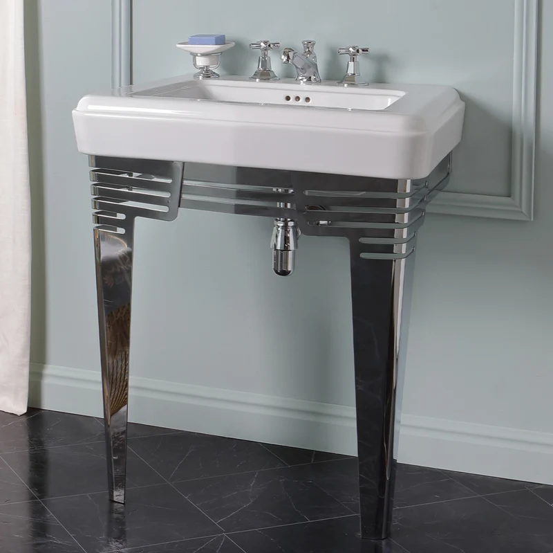 Lavabo Mediano con Base Metálica Fifties Vintage | Balneo Toscia 75cm