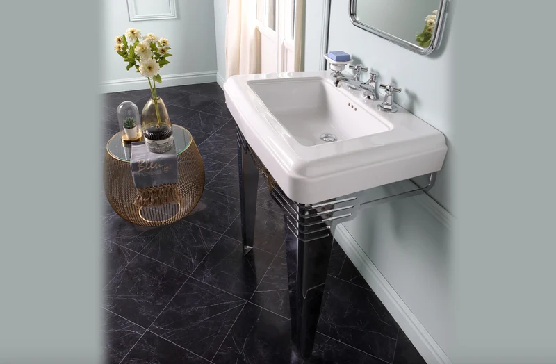 Lavabo Mediano con Base Metálica Fifties Vintage | Balneo Toscia 75cm
