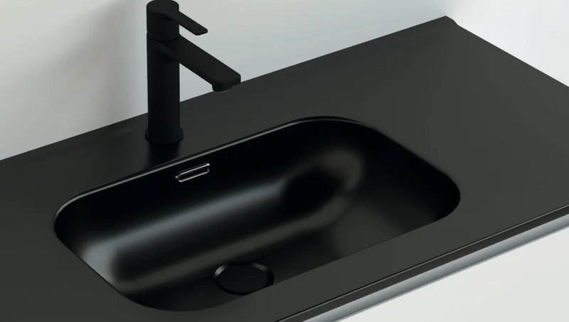 Encimera Cerámica Negra con Lavabo Integrado Planet - Maderó Atelier