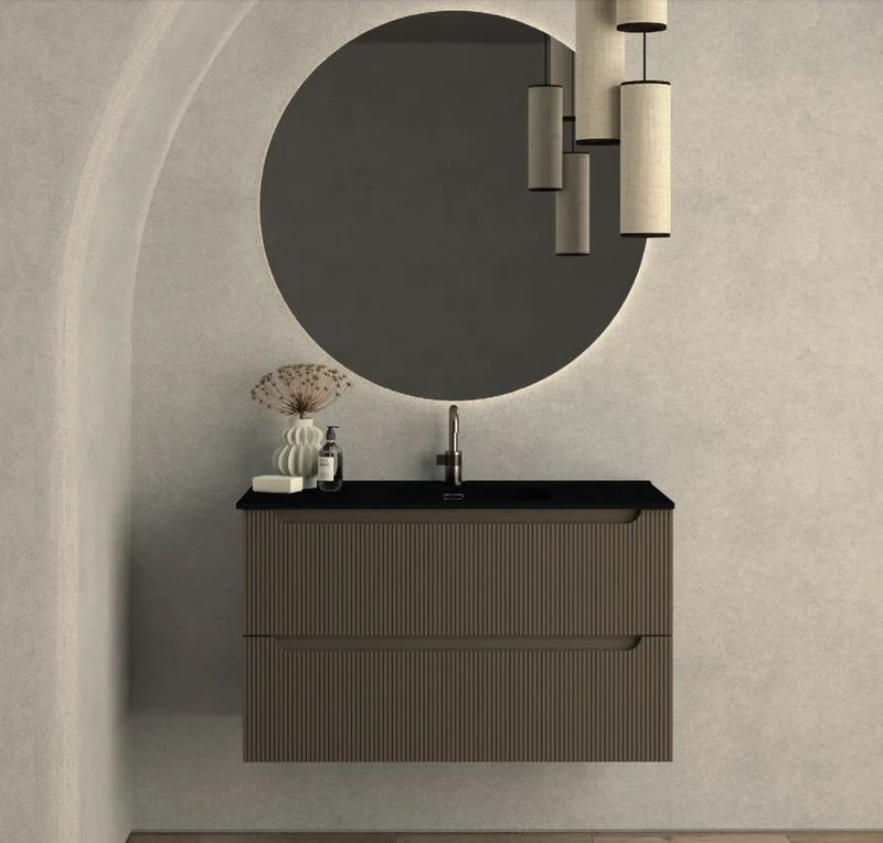 Encimera Cerámica Negra con Lavabo Integrado Planet - Maderó Atelier