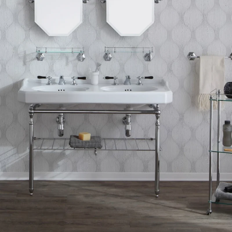 Lavabo Extragrande Doble Seno Provence 700 con Patas Metálicas - Balneo Toscia Estilo Clásico
