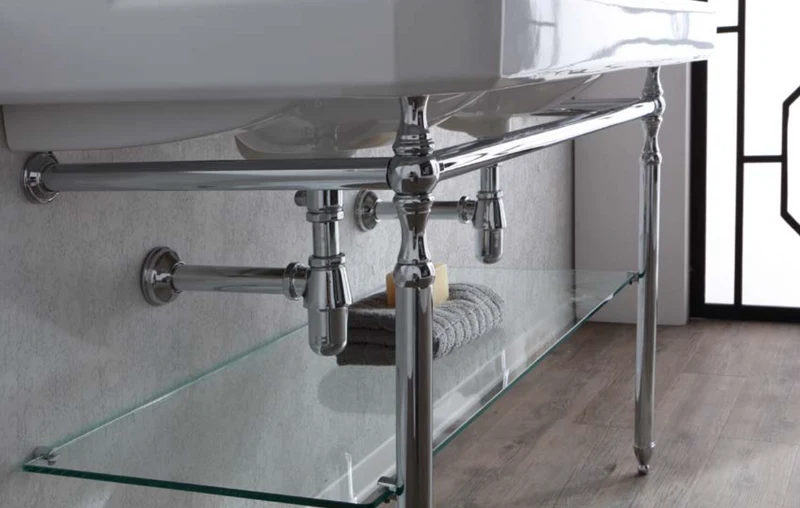 Lavabo Extragrande Doble Seno Provence 700 con Patas Metálicas - Balneo Toscia Estilo Clásico