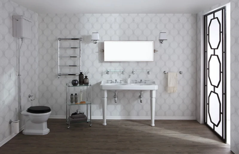 Lavabo Extragrande Doble Seno Provence 700 con Patas Cerámica - Balneo Toscia Estilo Clásico