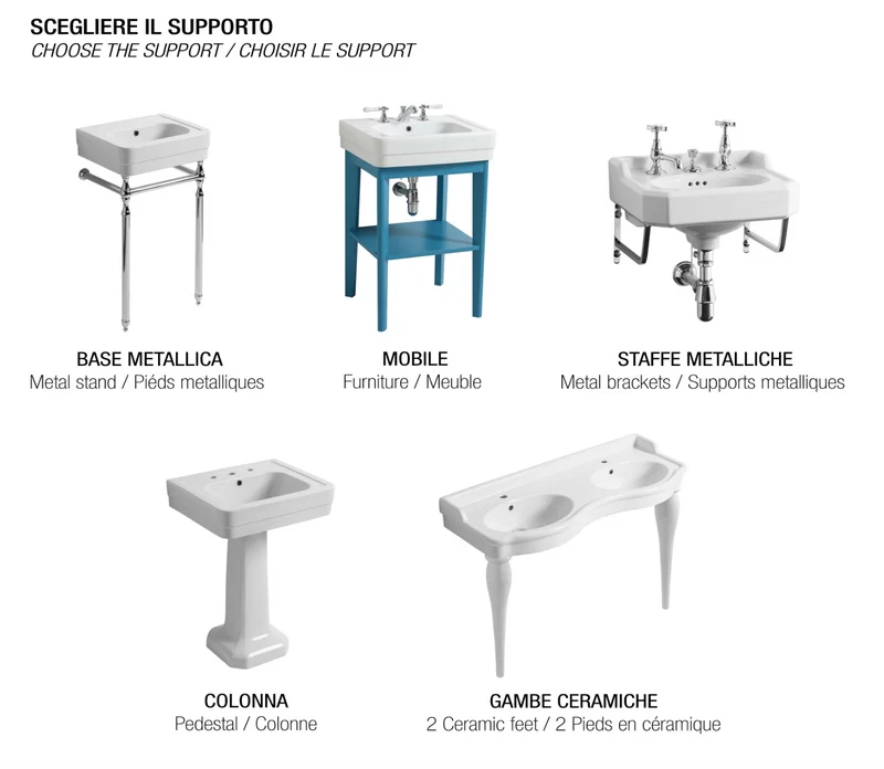 Lavabo Extragrande Doble Seno Provence 700 con Patas Cerámica - Balneo Toscia Estilo Clásico