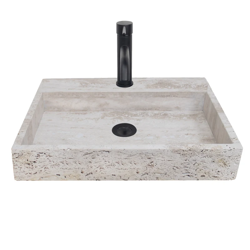 Lavabo - George - Con Orificio Para Grifería - Travertino Blanco