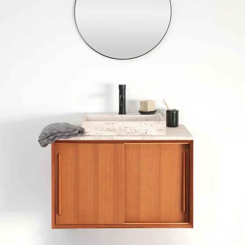 Lavabo - George - Con Orificio Para Grifería - Travertino Blanco