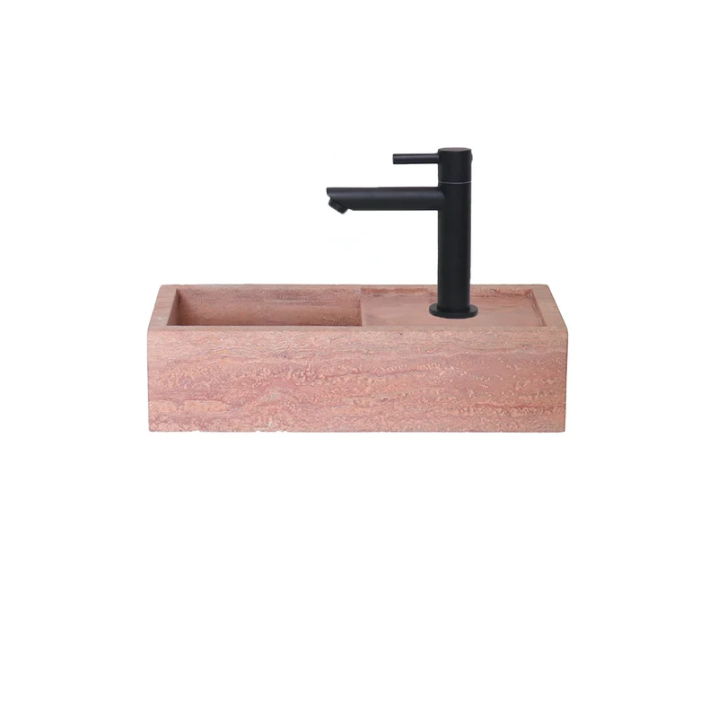 Fuente para lavarse las manos de travertino - Naleya - Travertino Rojo