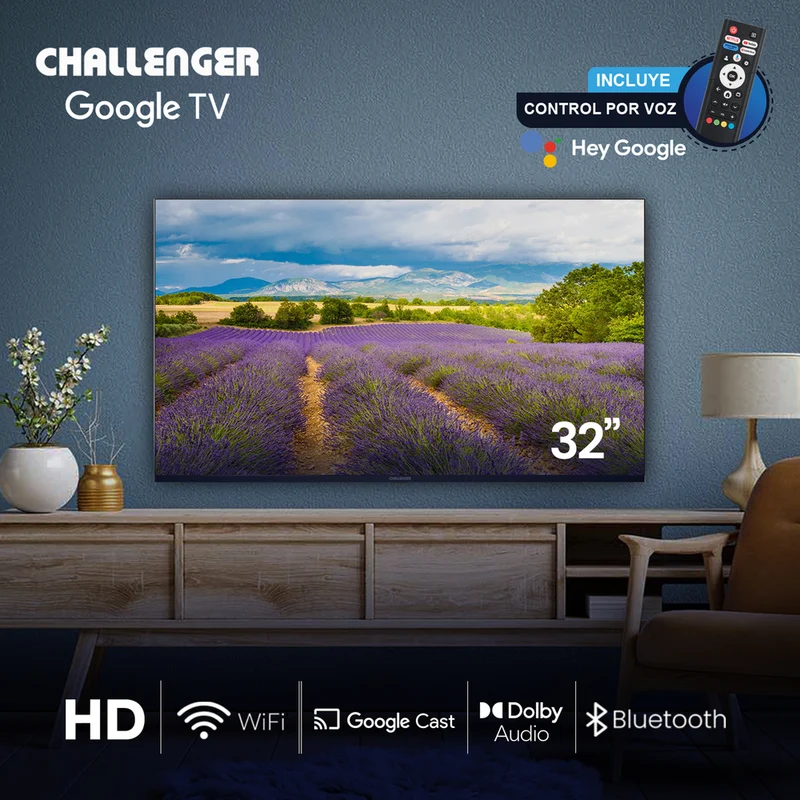 Televisor 32" HD Google TV Challenger, Negro