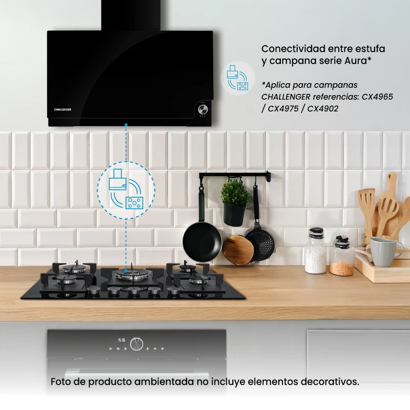 Estufa de Empotrar Challenger Aura Gas Natural SAU 6771, Negro