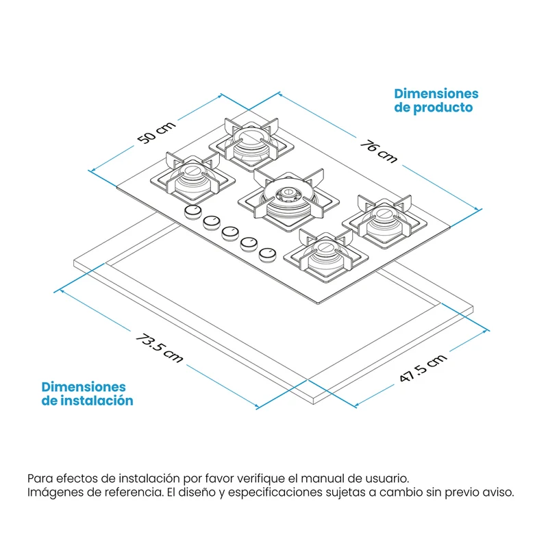 Estufa de Empotrar Challenger Aura Gas Natural SAU 6771, Negro