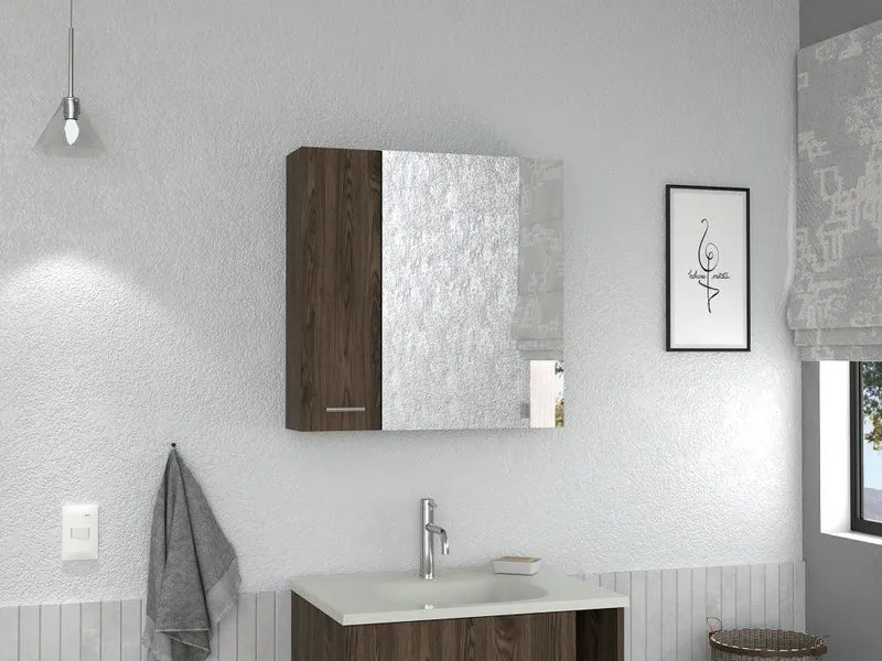 Set de 2 Gabinetes de Baño Apolis, Avellana, con Puerta Espejo y Dos Entrepaños para Ubicar Múltiples Objetos