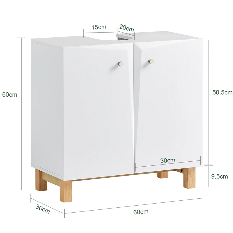 SoBuy BZR92-W Mueble para Debajo del Lavabo con 2 Puertas y Estante