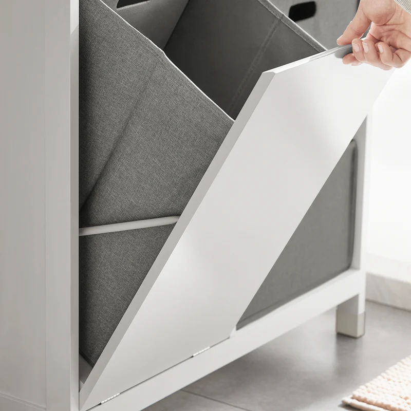SoBuy BZR77-W Mueble para Ropa Sucia con 1 Cesto y 1 Cajón 3 Cestos