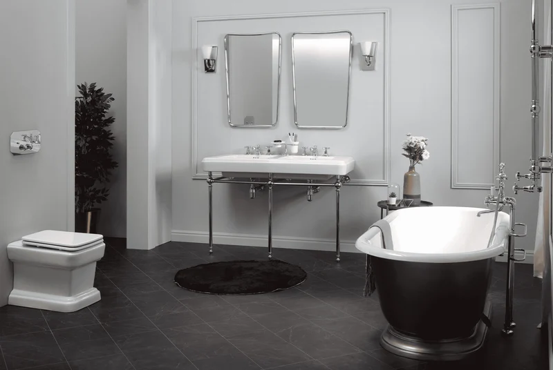Espejo Baño Trapezoidal Marco Metálico Estilo Vintage - Fabricación Italiana