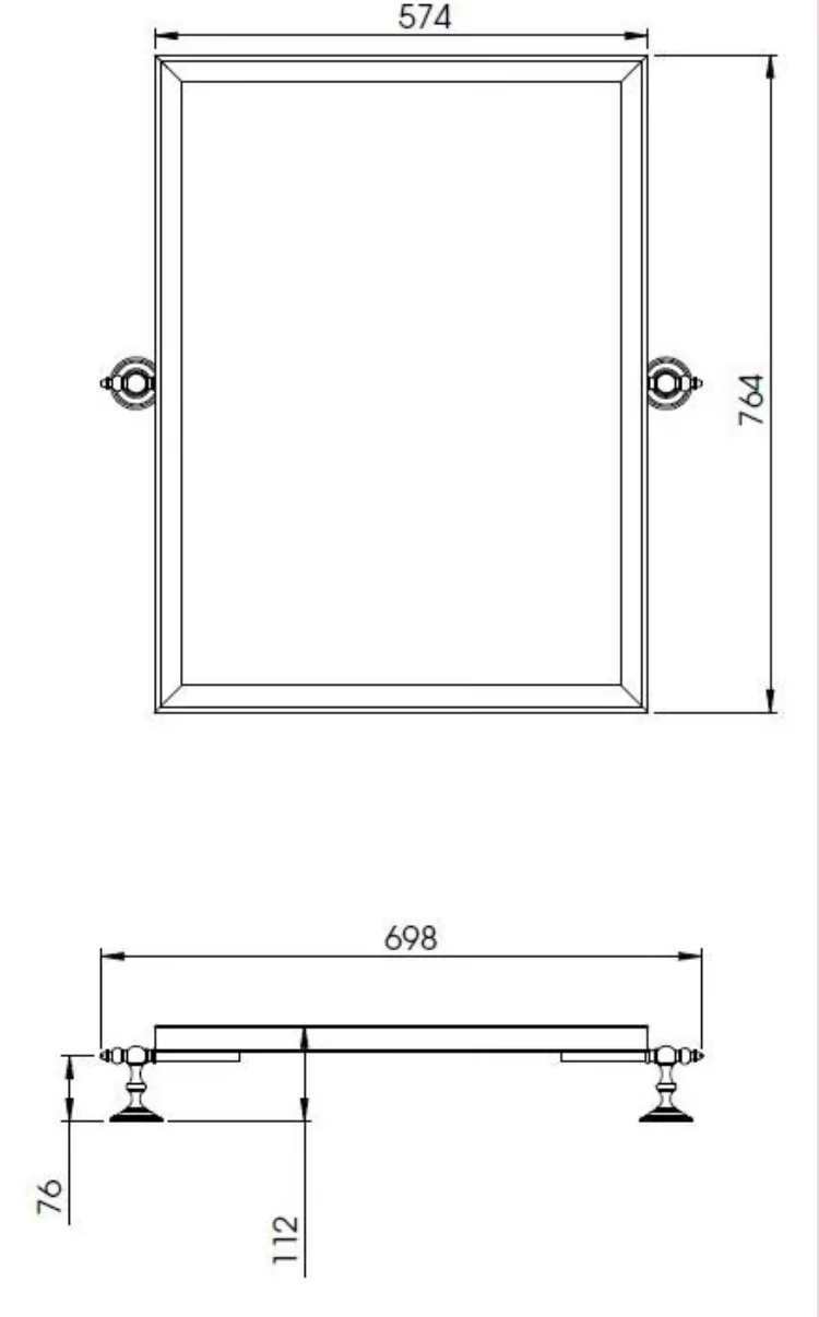Espejo Baño Rectangular Basculante Marco Metálico 57x76cm | Estilo Clásico Italia
