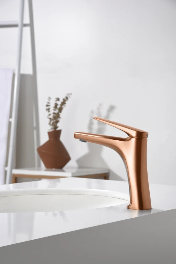Grifería Lavabo Monomando Oro Rosa Cepillado Delos - Imex | Elegancia Cálida