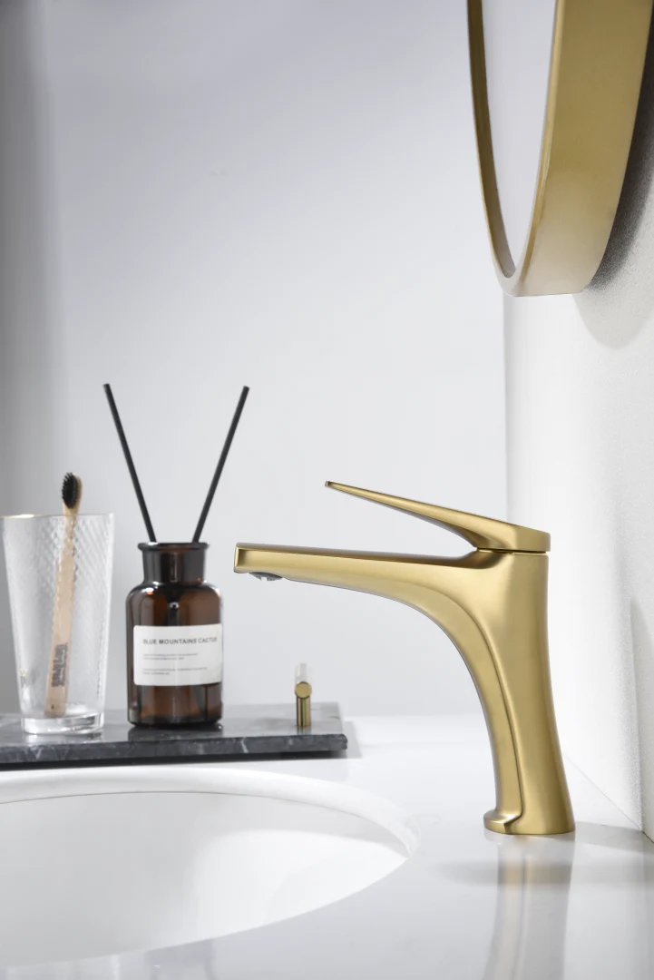 Grifería Lavabo Monomando Oro Cepillado Delos - Imex | Lujo Atemporal